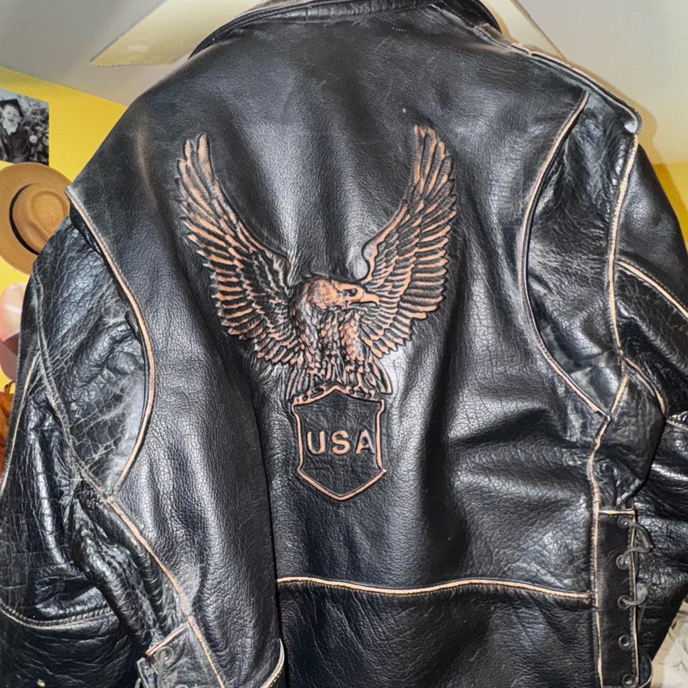 Unik leather Jacket Quilted zip in liner with Orange Accents